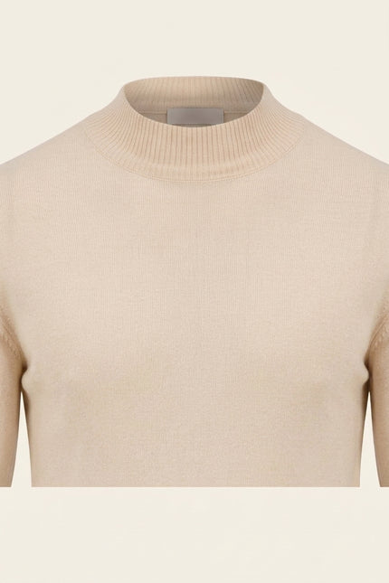 Mock Neck Relaxed Sweater - Beige - Detail