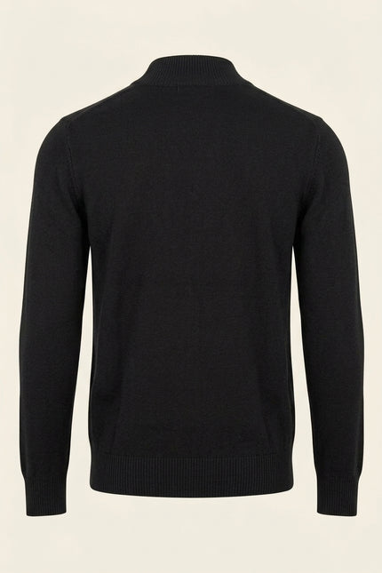 Mock Neck Relaxed Sweater - Black - Back