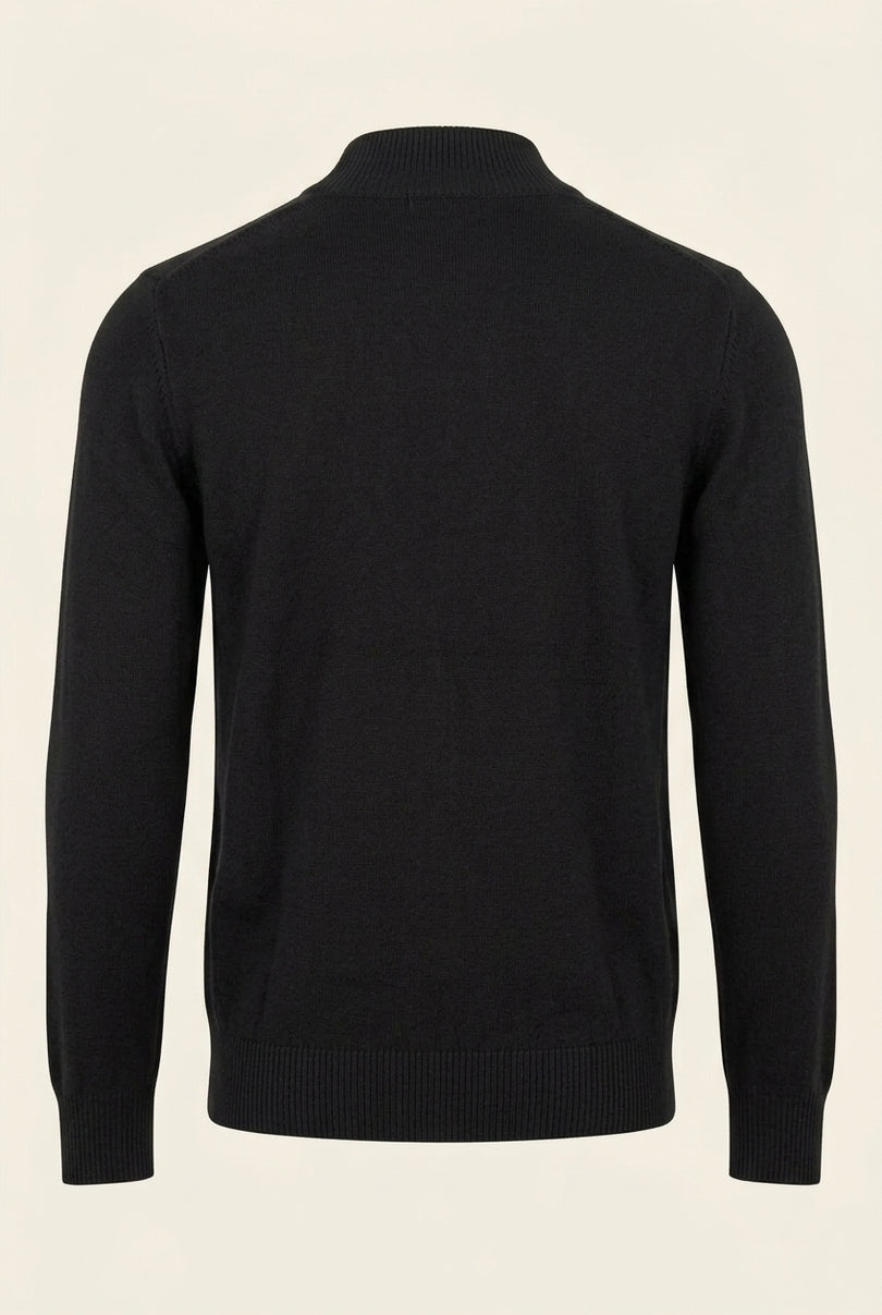 Mock Neck Relaxed Sweater - Black - Back