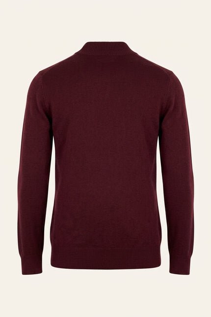 Mock Neck Relaxed Sweater - Bordeaux - Back