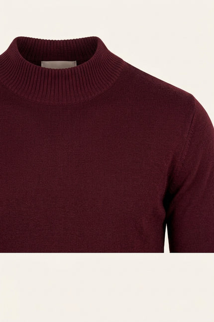 Mock Neck Relaxed Sweater - Bordeaux - Detail