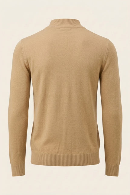 Mock Neck Relaxed Sweater - Camel - Back