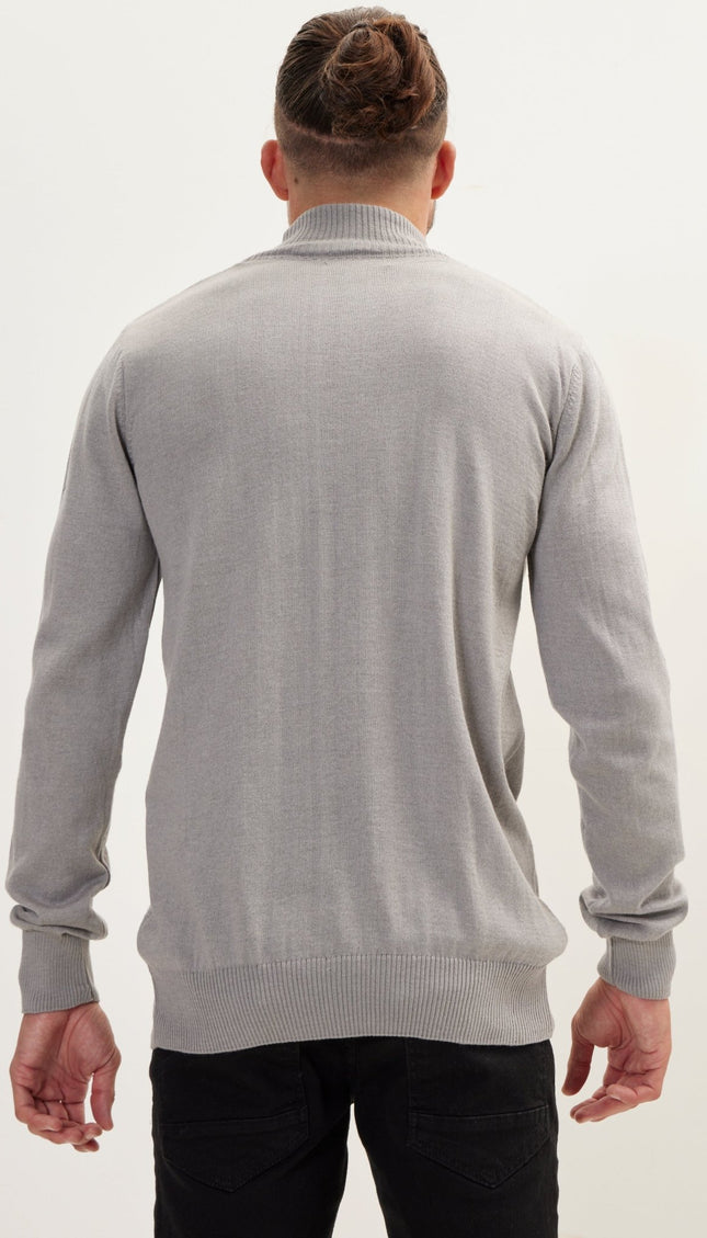 Mock Neck Relaxed Sweater - Grey - Ron Tomson