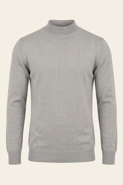 Mock Neck Relaxed Sweater - Grey - Front