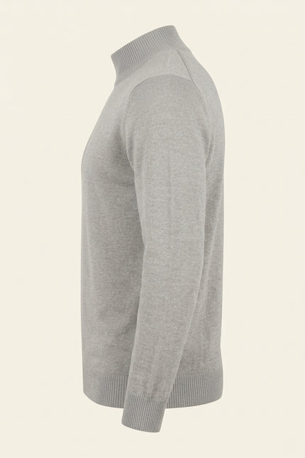 Mock Neck Relaxed Sweater - Grey - Side