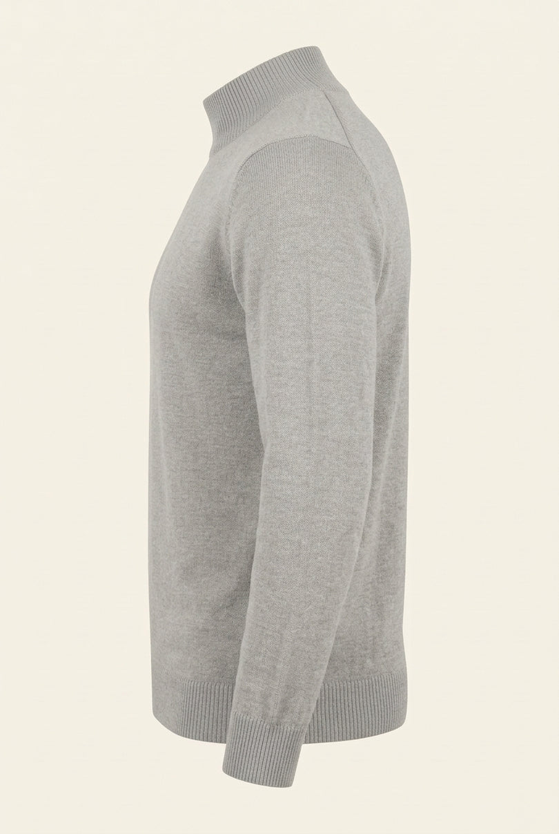 Mock Neck Relaxed Sweater - Grey - Side