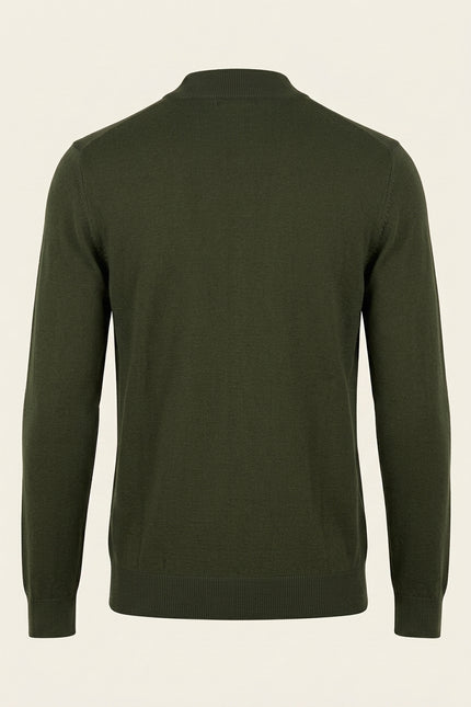 Mock Neck Relaxed Sweater- Khaki - Back