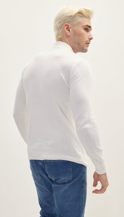 Mock Neck Relaxed Sweater- Off White - Ron Tomson