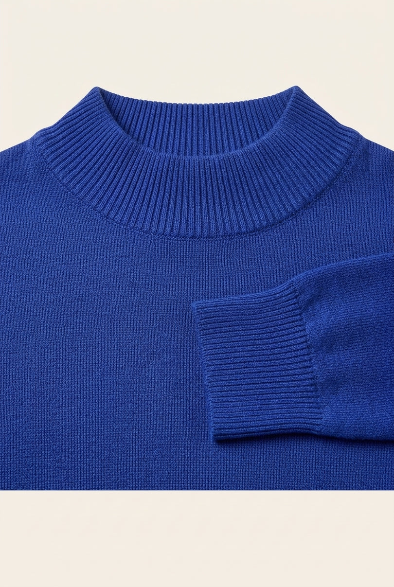 Mock Neck Sweater - Electric Blue - Detail