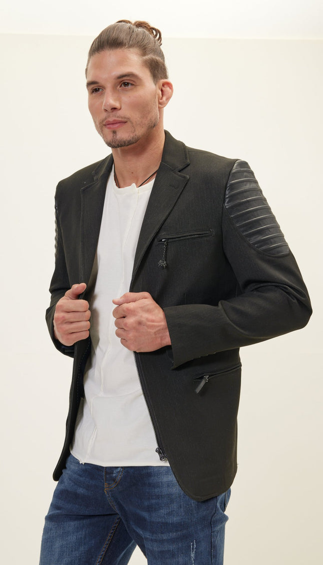 Moto Cross Shoulder Sports Coat - Black - Ron Tomson