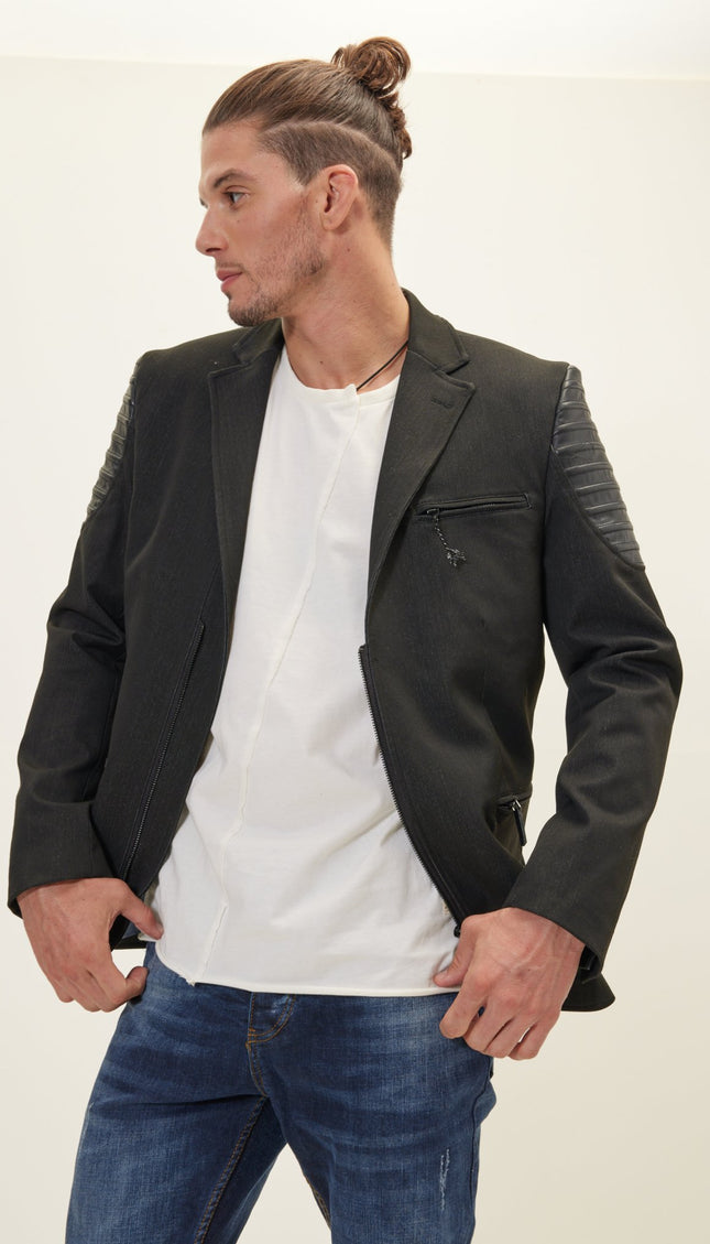 Moto Cross Shoulder Sports Coat - Black - Ron Tomson