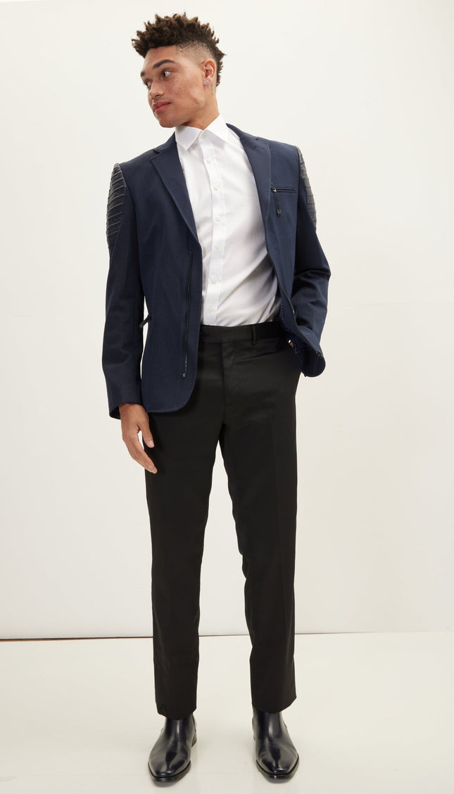 Moto Cross Shoulder Sports Coat - Navy - Ron Tomson