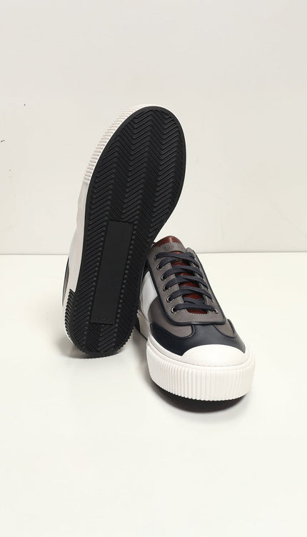 Multi Leather Lace Up Sneakers - Navy White - Ron Tomson