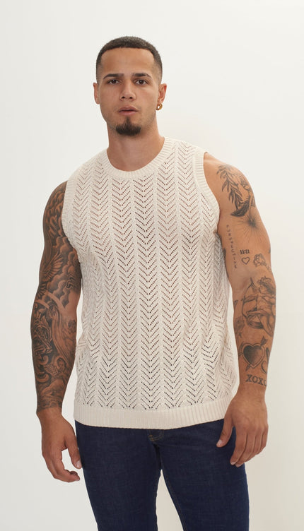 Muscle Fit Tank Top - Beige - Ron Tomson