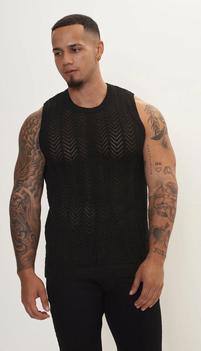 Muscle Fit Tank Top - Black - Ron Tomson