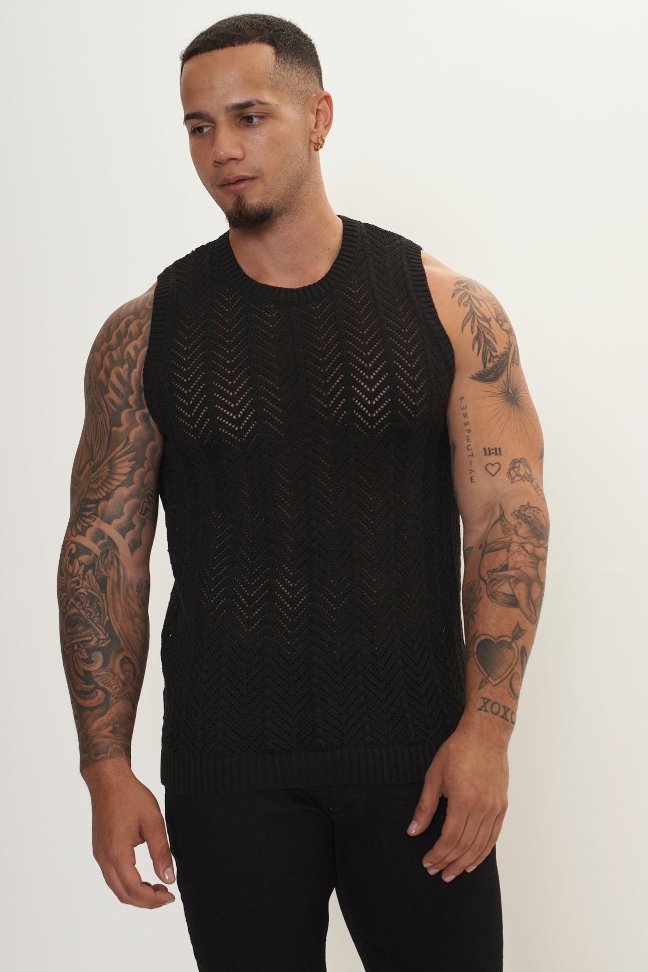 Muscle Fit Tank Top - Black - Ron Tomson