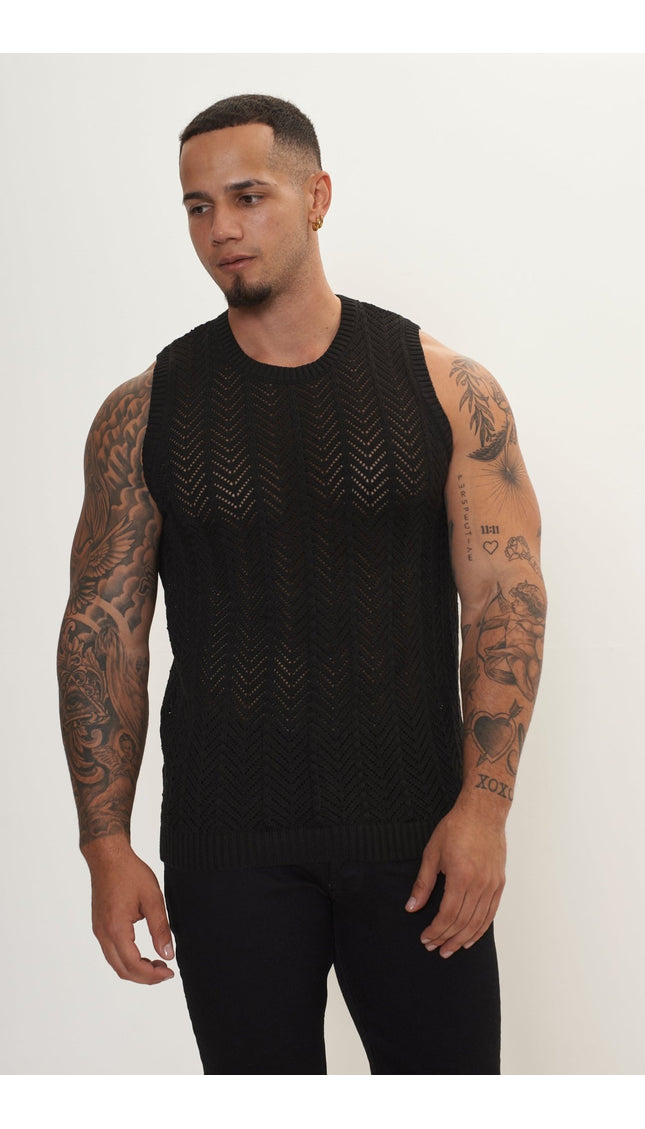 Muscle Fit Tank Top - Black - Ron Tomson
