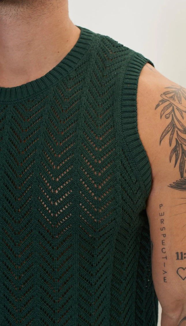 Muscle Fit Tank Top - Green - Ron Tomson