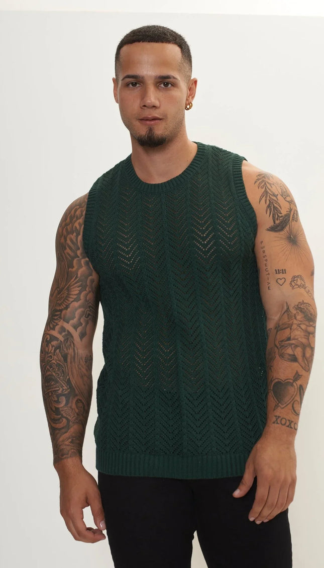 Muscle Fit Tank Top - Green - Ron Tomson