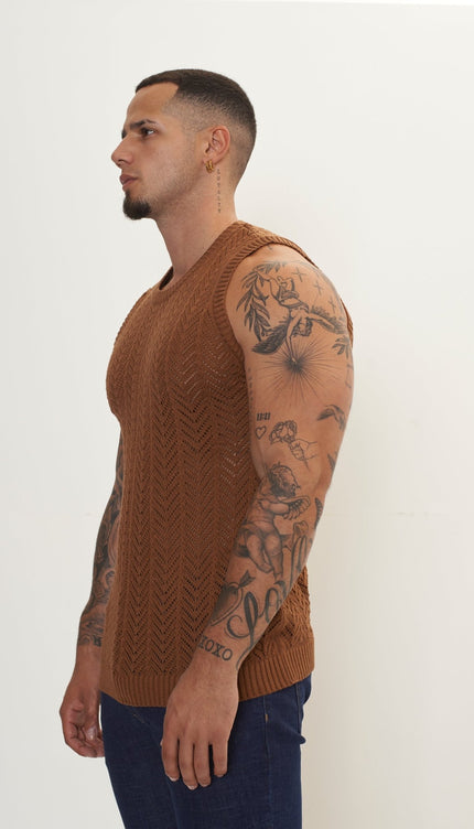 Muscle Fit Tank Top - Light Brown - Ron Tomson
