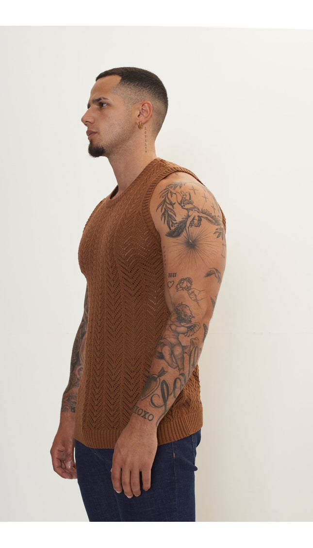 Muscle Fit Tank Top - Light Brown - Ron Tomson