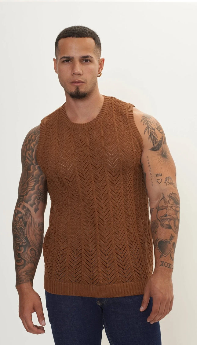 Muscle Fit Tank Top - Light Brown - Ron Tomson