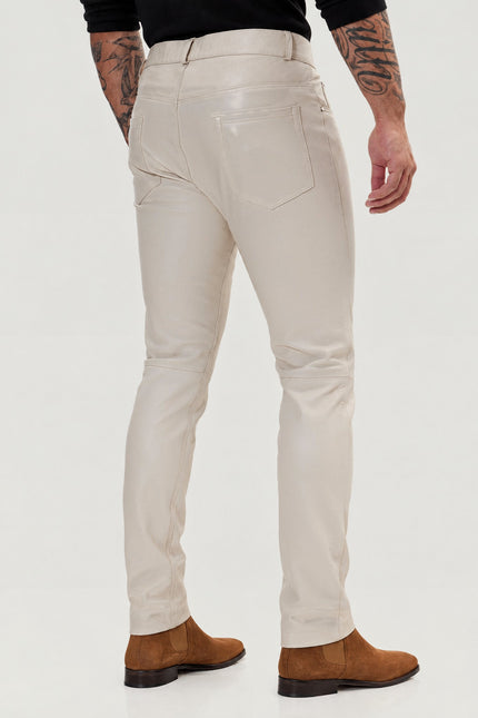 Genuine Lambskin Leather Pants - Beige | Ron Tomson, image 2 of 5