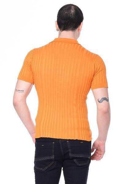 N° 6225 RIBBED S/S POLO - ORANGE - Ron Tomson