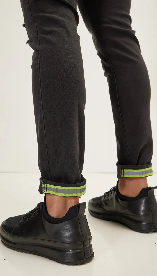 Neon Riveted Skinny Denim Reflectors - Dark Grey - Ron Tomson