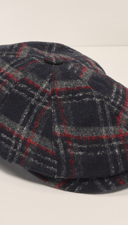 Newsboy Cap Black Grey Rush Mat Plaid - Ron Tomson