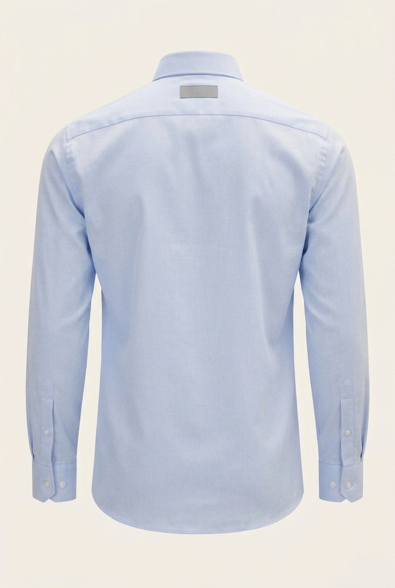 Non-Iron Pure Cotton Spread Collar Dress Shirt - Blue - Back
