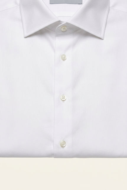Non-Iron Pure Cotton Spread Collar Dress Shirt - White - Detail