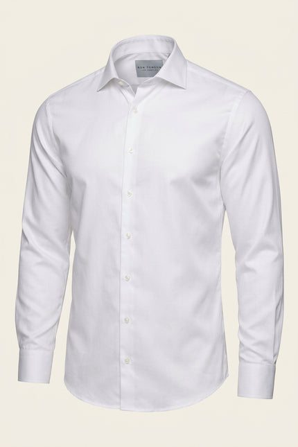 Non-Iron Pure Cotton Spread Collar Dress Shirt - White - Front