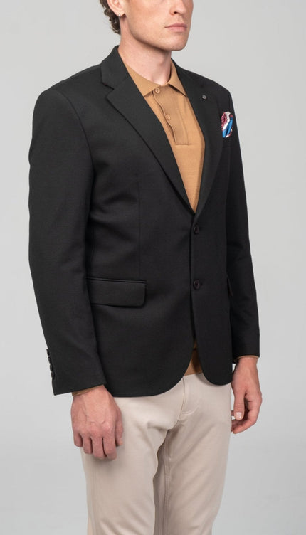 Notch Lapel Blazer - Black - Ron Tomson