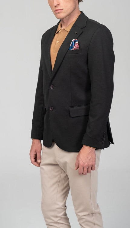 Notch Lapel Blazer - Black - Ron Tomson