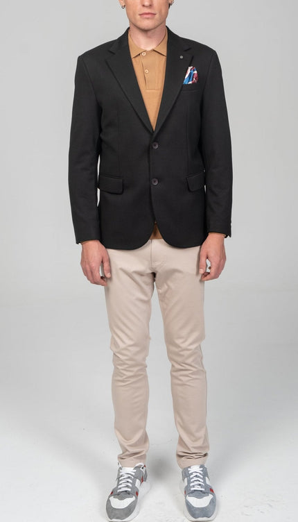 Notch Lapel Blazer - Black - Ron Tomson