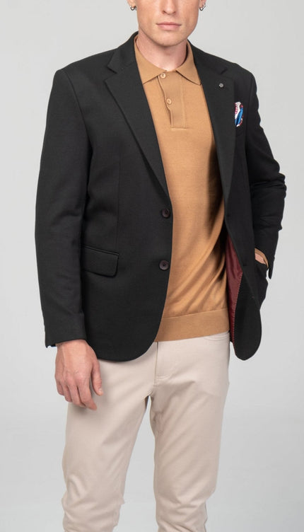 Notch Lapel Blazer - Black - Ron Tomson