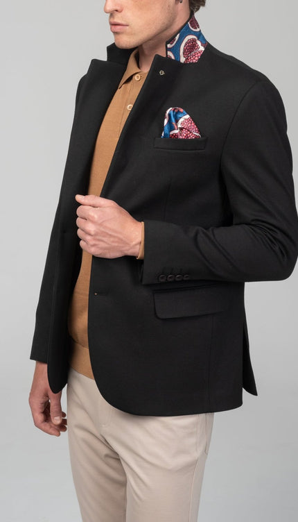 Notch Lapel Blazer - Black - Ron Tomson