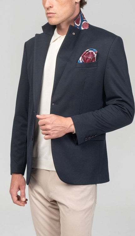 Notch Lapel Blazer - Navy - Ron Tomson