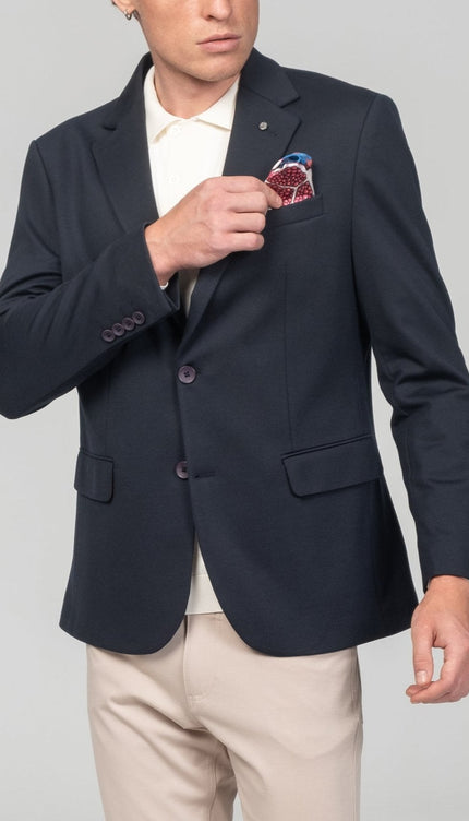 Notch Lapel Blazer - Navy - Ron Tomson