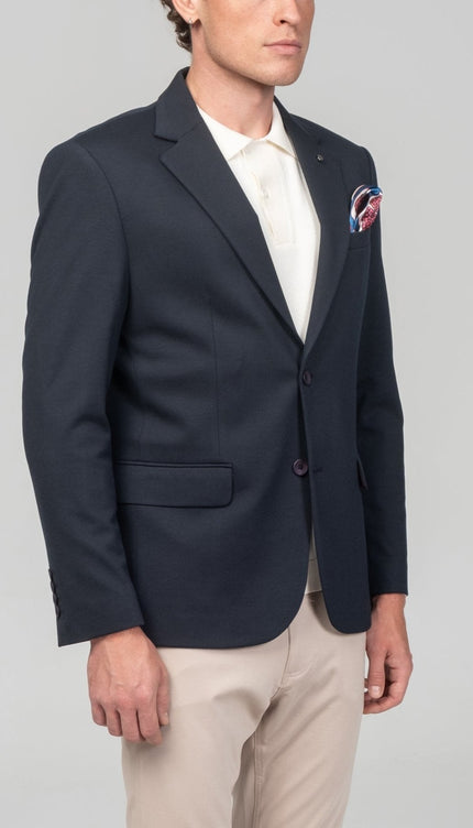 Notch Lapel Blazer - Navy - Ron Tomson