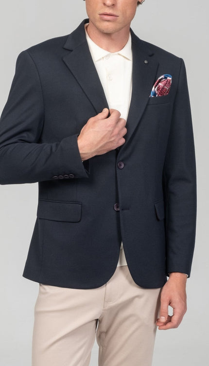 Notch Lapel Blazer - Navy - Ron Tomson