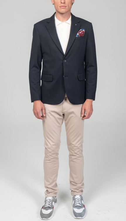 Notch Lapel Blazer - Navy - Ron Tomson