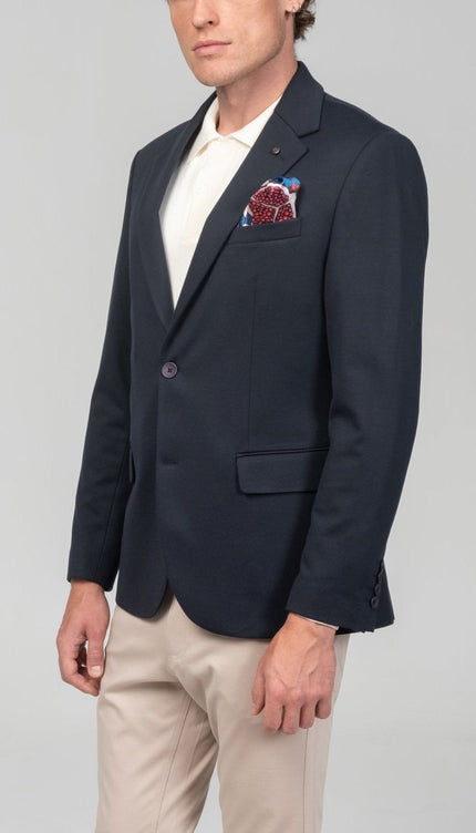 Notch Lapel Blazer - Navy - Ron Tomson