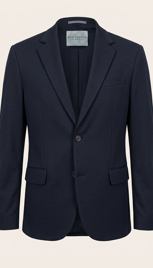 Notch Lapel Blazer - Navy - Front