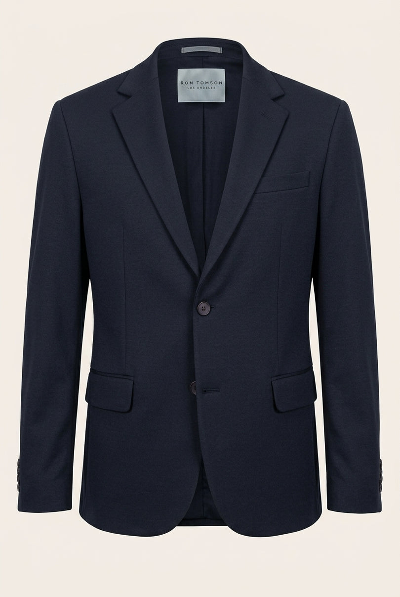 Notch Lapel Blazer - Navy - Front