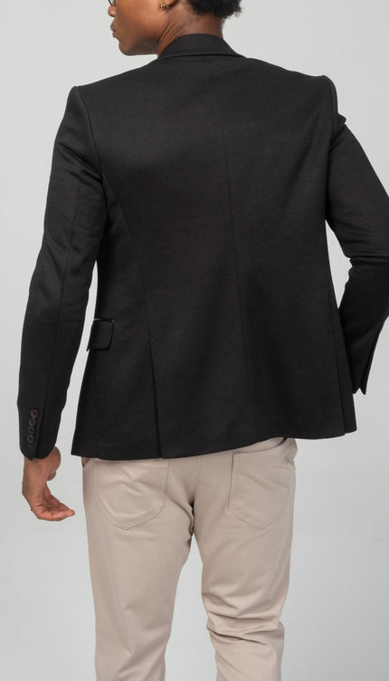 Notch Lapel Zipper - End Blazer - Black - Ron Tomson