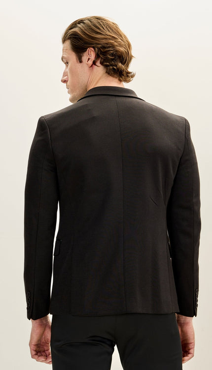 Notch Lapel Zipper - End Blazer - Black - Ron Tomson