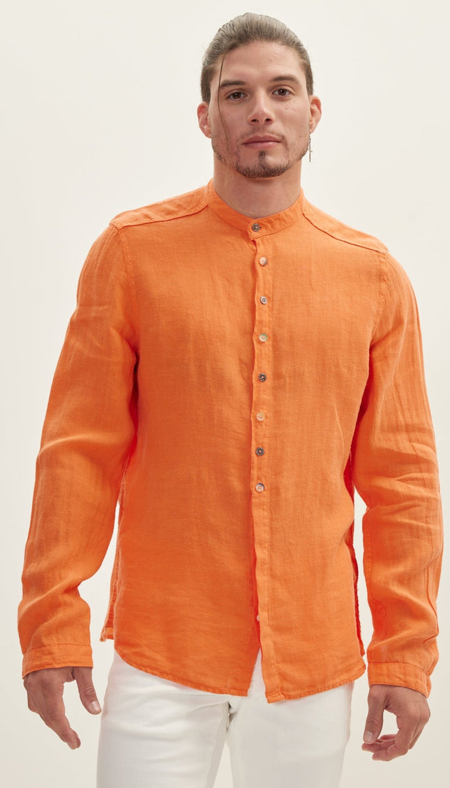 Orange Linen Shirt - Ron Tomson