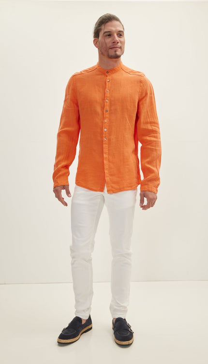 Orange Linen Shirt - Ron Tomson